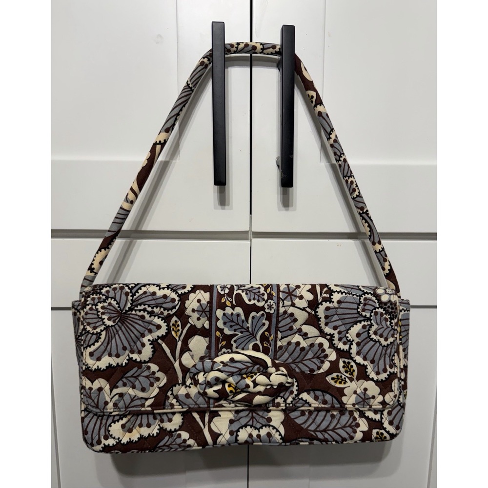 Vera‎ Bradley Knot Just A Clutch Shoulder Bag Envelope Slate Blooms Retired